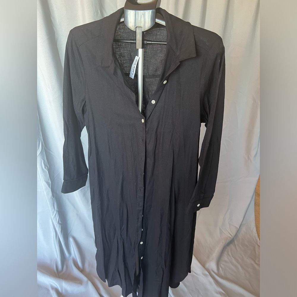 Black button down Linen blend cardigan